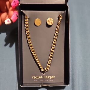 Gold Necklace and Earring Set